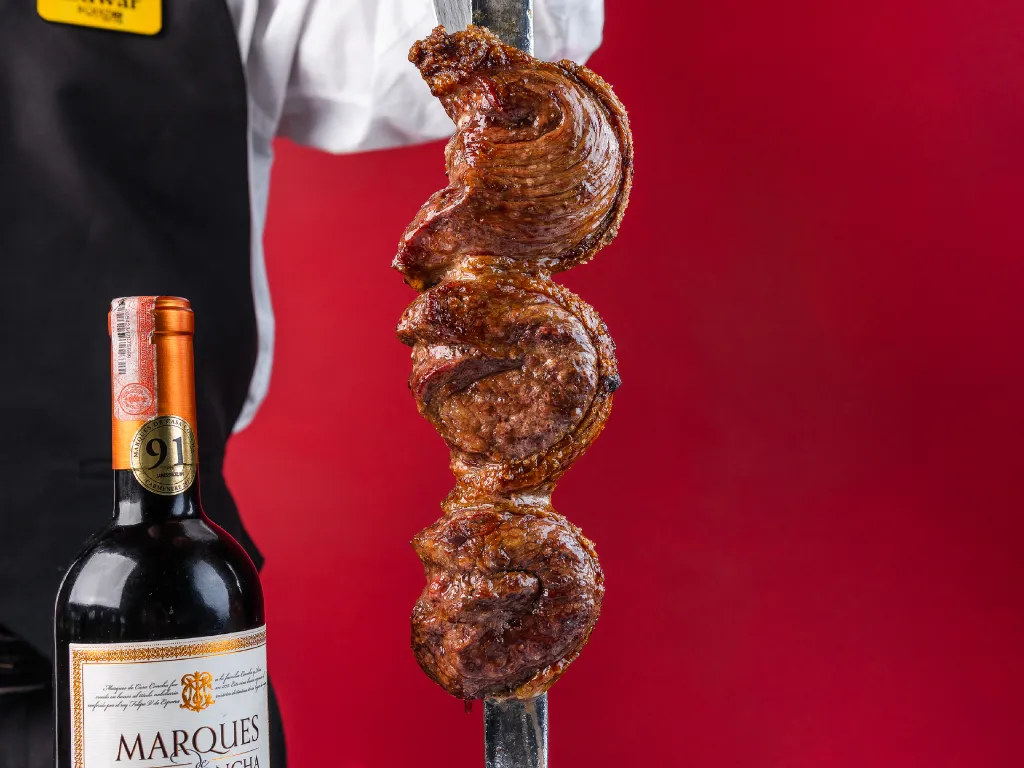 Picanha al carbón con vino Marques de Casa Concha